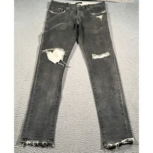 Purple Brand P001 Jeans Mens 36X33‎ Black Mid Rise Distressed Raw Hem Button Fly